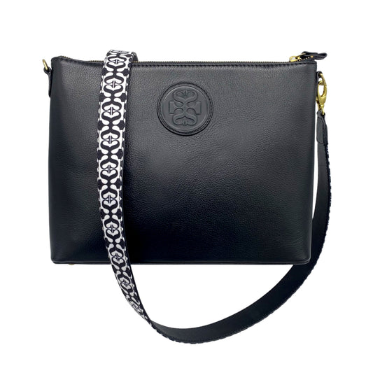 THE SOPHIA LEATHER HANDBAG [Black] with Shoulder and Crossbody Strap