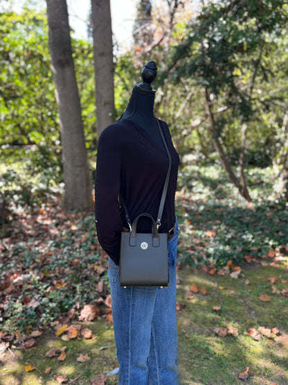 GUNMETAL GIA VEGAN LEATHER MINI TOTE 🌿